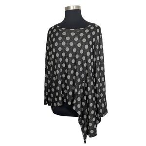 Moonlight XL Black Gray Polka Dot Knit Top Art To Wear Lagenlook Career Office